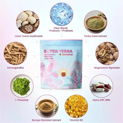 Super Yerba | Clean Energy + Focus + Gut Health Drink (Ashwagandha + Magnesium + Vitamin D